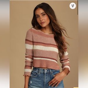 Lulus Multi Striped Cropped Sweater
